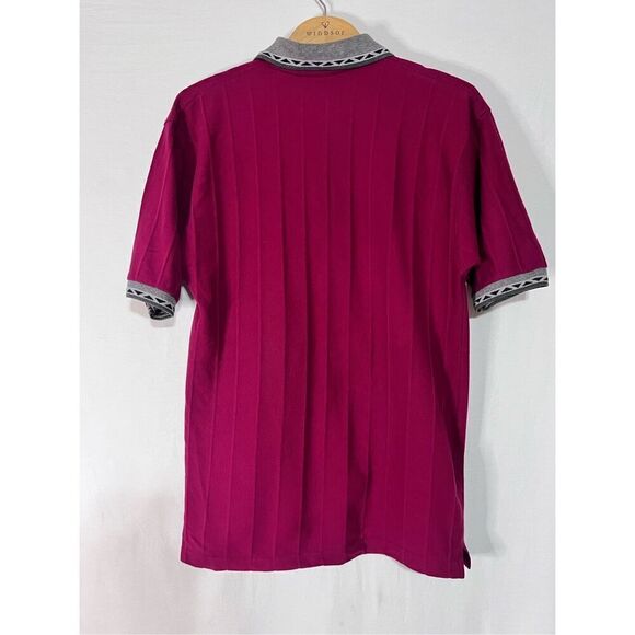 Vintage Jonathan Corey men’s ribbed polo contrast collar and cuffs, maroon sz S - Picture 6 of 6
